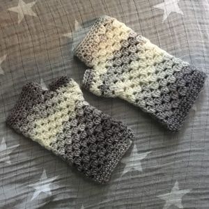 Grey and White Handmade Handwarmers